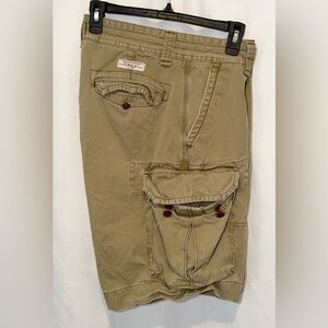 Polo Ralph Lauren Cargo Shorts Mens 33 Faded Khaki Button Pockets Cotton 10” Ins